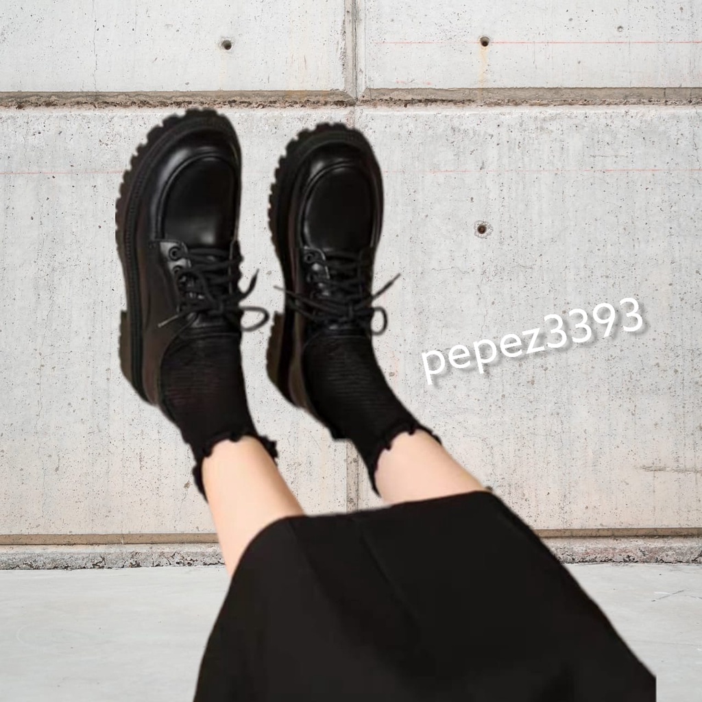 SEPATU WANITA  SEKOLAH REMAJA / DEWASA '' JEVILE '' SEPATU DOCMART OXFORD BLACK DOF PREMIUM S09 D