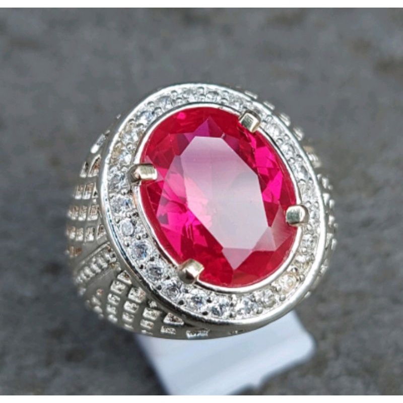 Cincin Batu Merah Siam Bangkok Oval Cutting