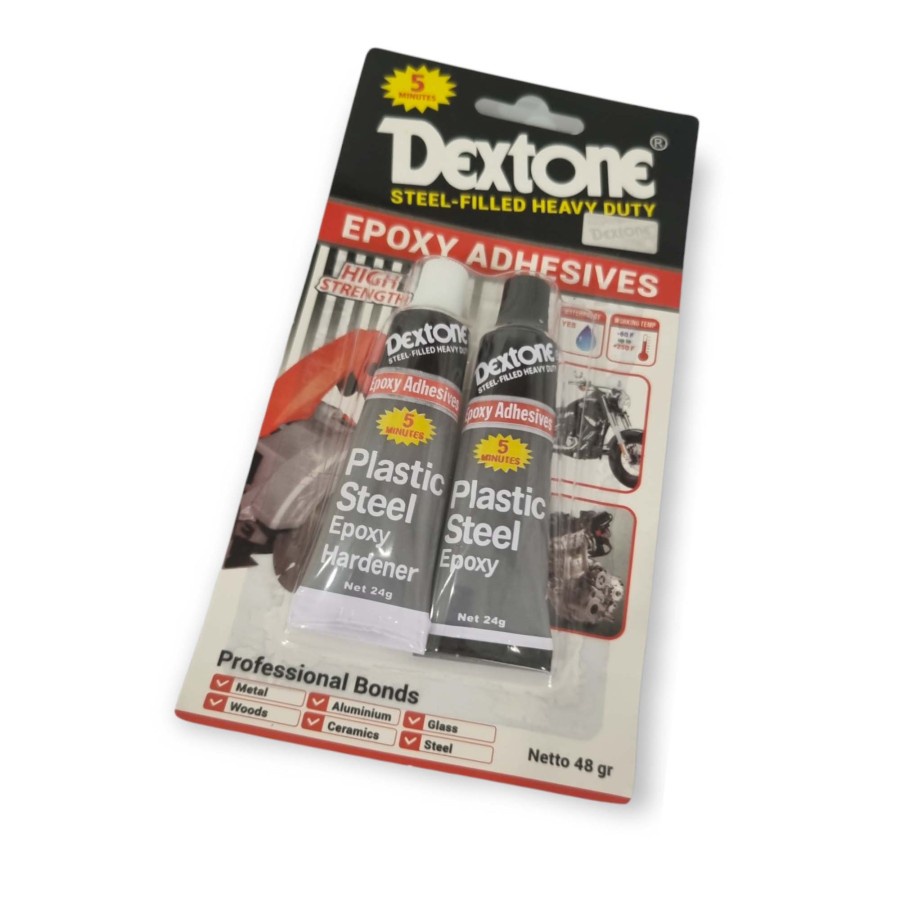 

DEXTONE Lem Epoxy Adhesives 5 Menit Untuk Body Plastik Besi Dll