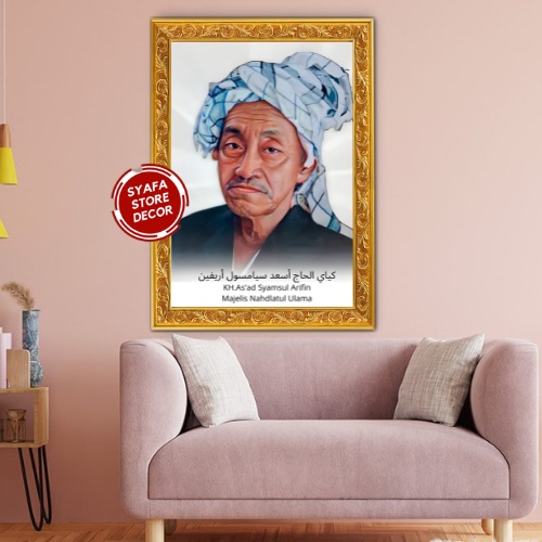 Foto Poster KH Raden As'ad Syamsul Arifin NU Kyai Asad Ulama Wall Decor Kayu Frame - Syafa Store Dec