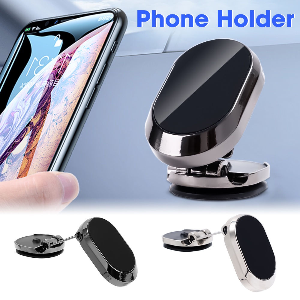 1pc Holder Handphone Magnetik Multifungsi Bahan Metal Dapat Berputar 360 Derajat Untuk Dashboard Mobil° Mount Holder Hp Bisa Dilipat / Berputar