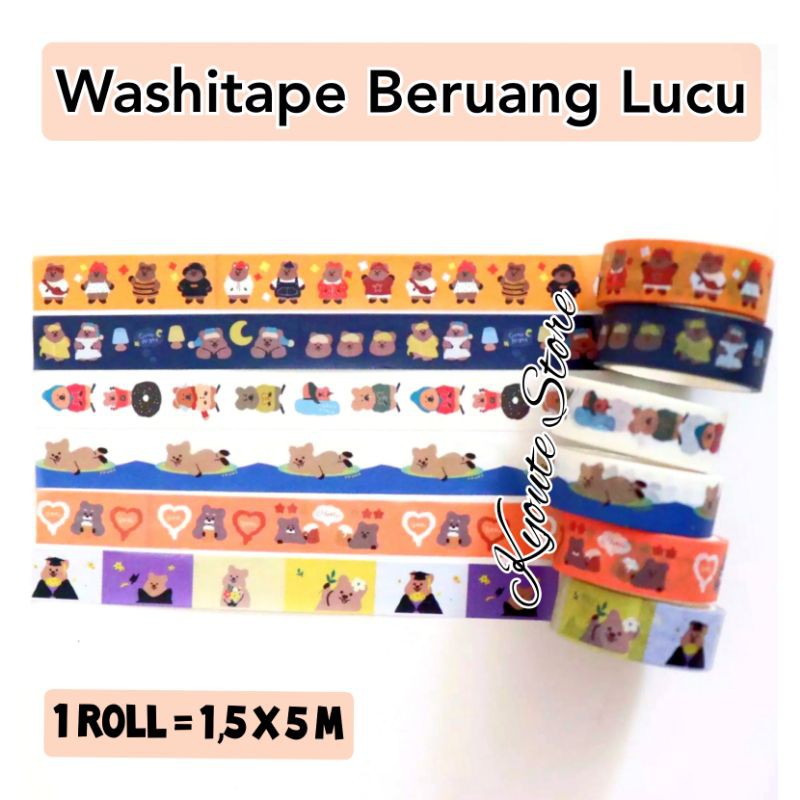 

Washi Tape / Masking Tape Beruang Lucu Dekorasi Scrapbook DIY Bujo Journal Bujo Planner Diary