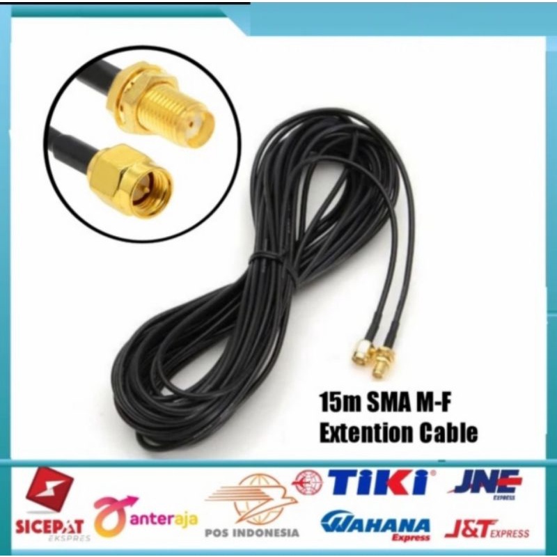 SMA Male To SMA Female Kabel Wifi Perpanjangan Antena Extension 15 Meter