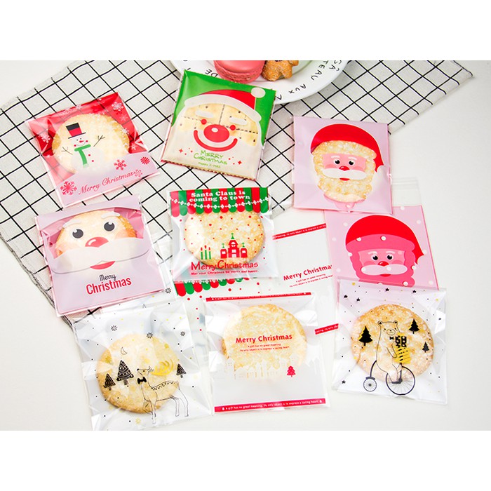 

JGO natal christmas pita kado PLASTIK BUNGKUS KUE ROTI COOKIES sovenir
