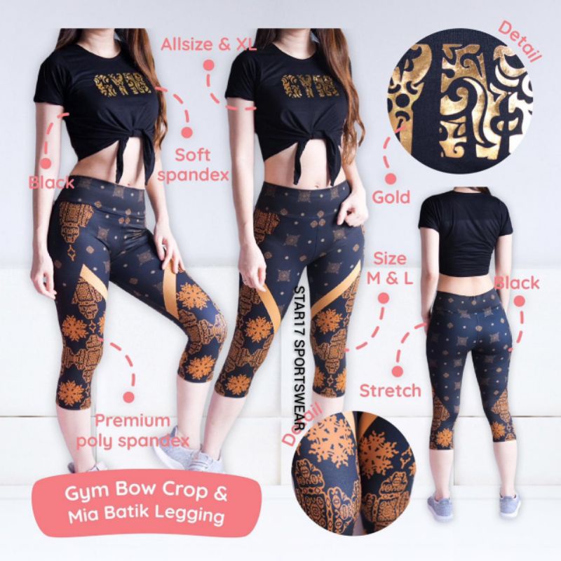 STAR17 SPORT - MIA BATIK LEGGING HITAM - LEGGING SENAM - LEGGING YOGA - LEGGING ZUMBA - LEGGING AERO