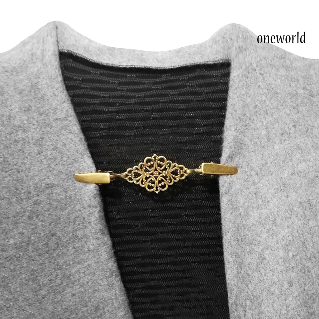 OW@ Collar Clip Sturdy Rust-resistant Antique Pattern Vintage Collar Clip for Sweater