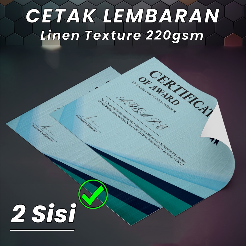 

Print Linen/Cetak Linen Paper/Cetak Bahan Linen Paper 220gsm 2 Sisi