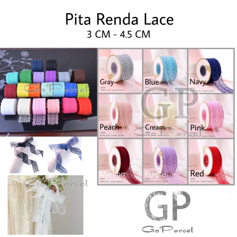 ( Meter ) PITA RENDA LEBAR 3CM/ 4.5CM/ RIBBON/ BUKET BUNGA/ BOUQUET/ FLOWER WRAPPING