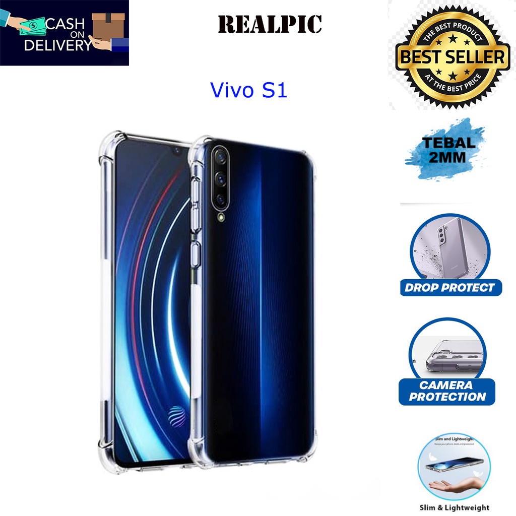 Case Vivo S1 Casing Clear HD KETEBALAN 2MM BENING TRANSPARAN TPU Premium Softcase