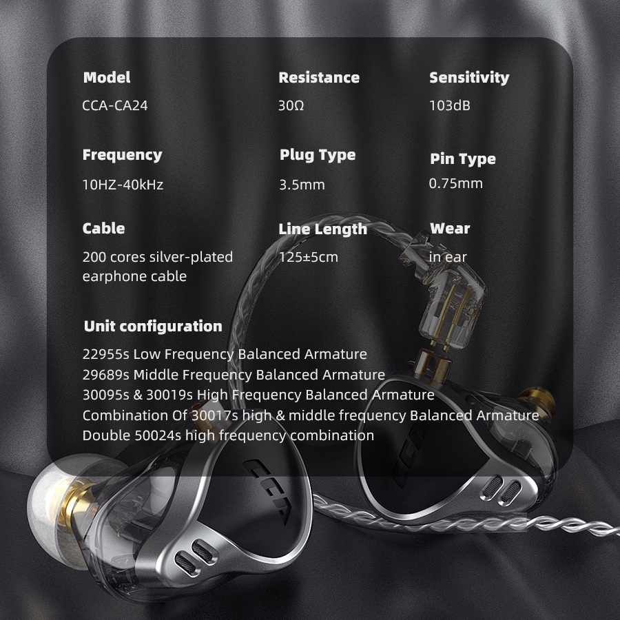 Cca Ca24 Earphone In Ear 12ba Dengan Fitur Noice Canceling