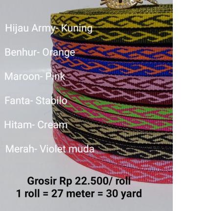 ✷ Tali webbing motif akar 1 cm ⅍