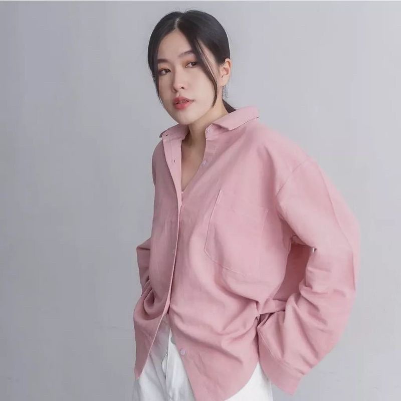 OLIVIA LINEN SHIRT - Kemeja Wanita Linen oversize