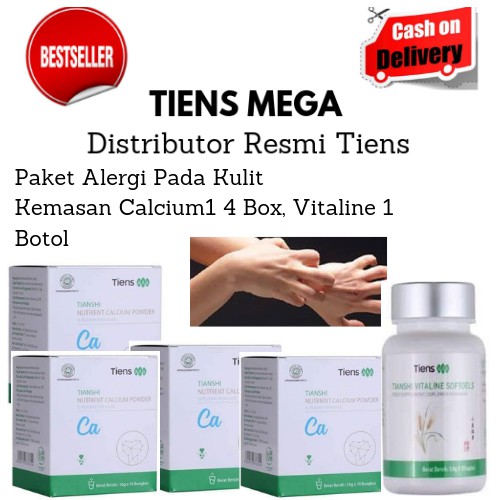Tiens Paket Alergi Pada Kulit Kemasan Calcium 4 Box, Vitaline 1 Botol