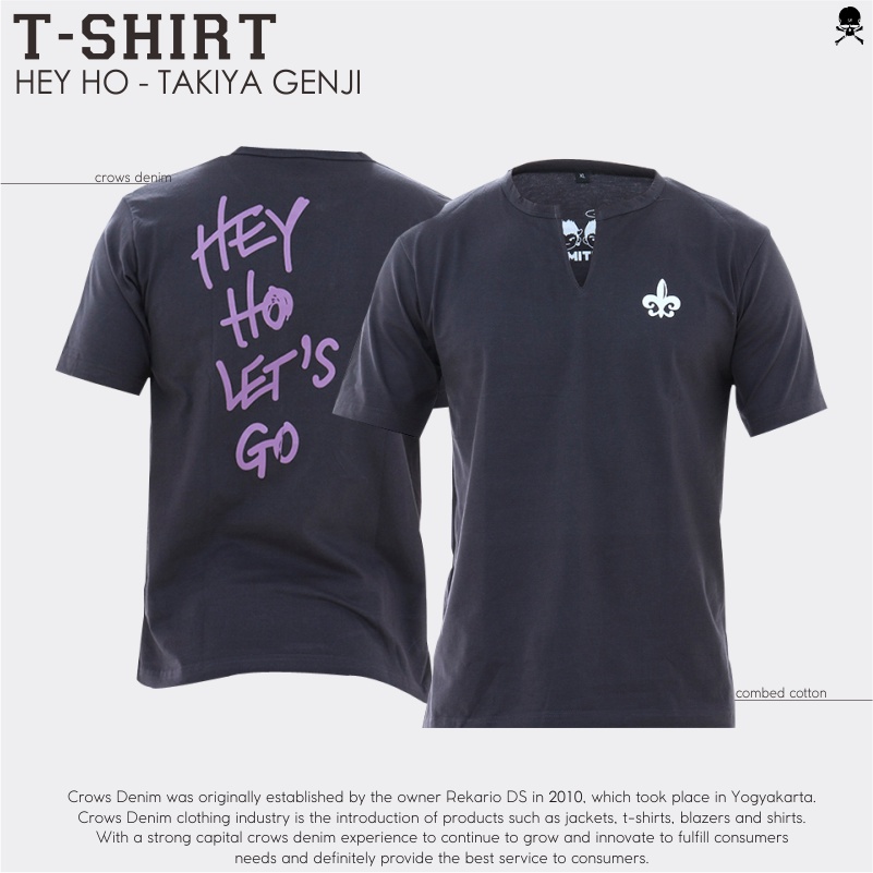 Kaos V Neck Crows Zero - Genji Takiya - Hey Ho