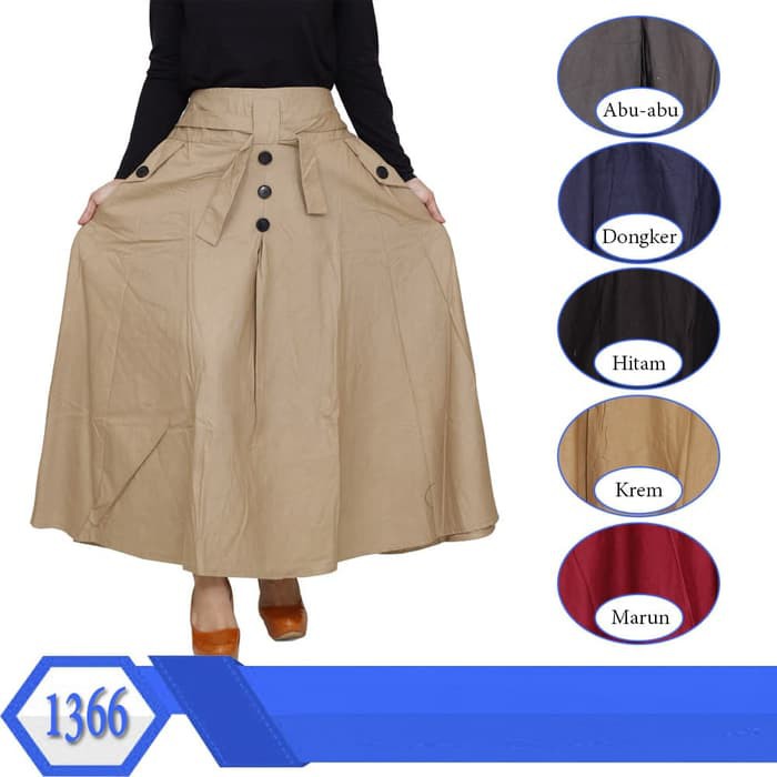 Rok Umbrella Katun Twill Rok Panjang Rok Payung Polos