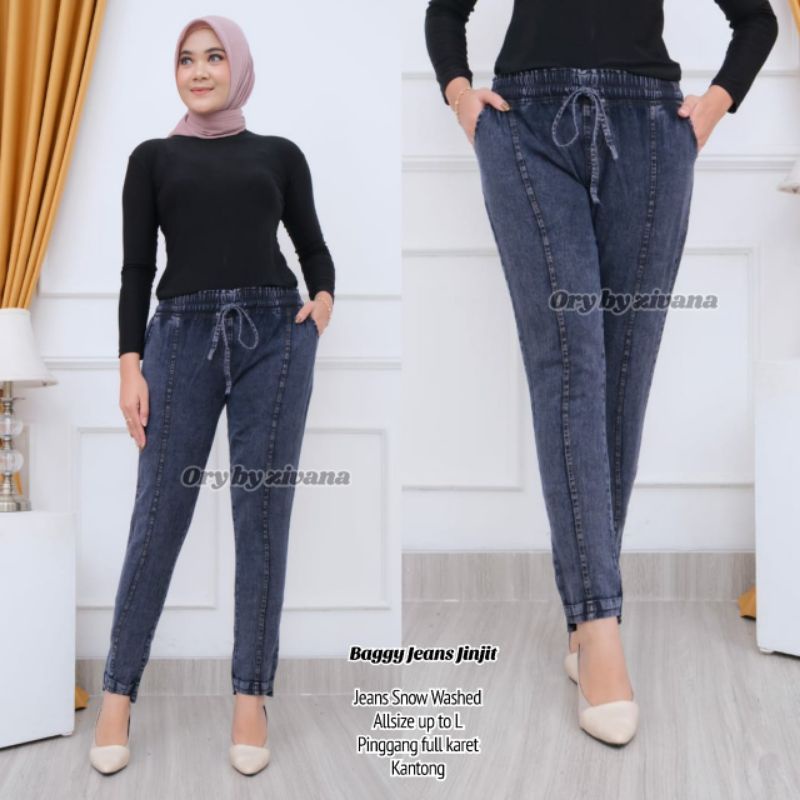 Celana jinjit Jeans snow L //JF6054