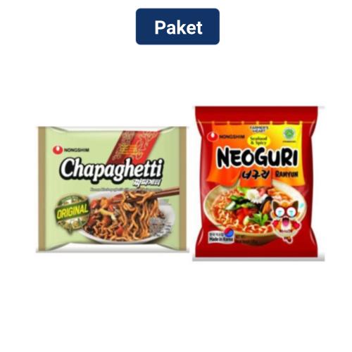 

Nongshim Chapaghetti 140 gr + Nongshim Neoguri Ramyun 120 gr - Bundle Chapaguri Parasite