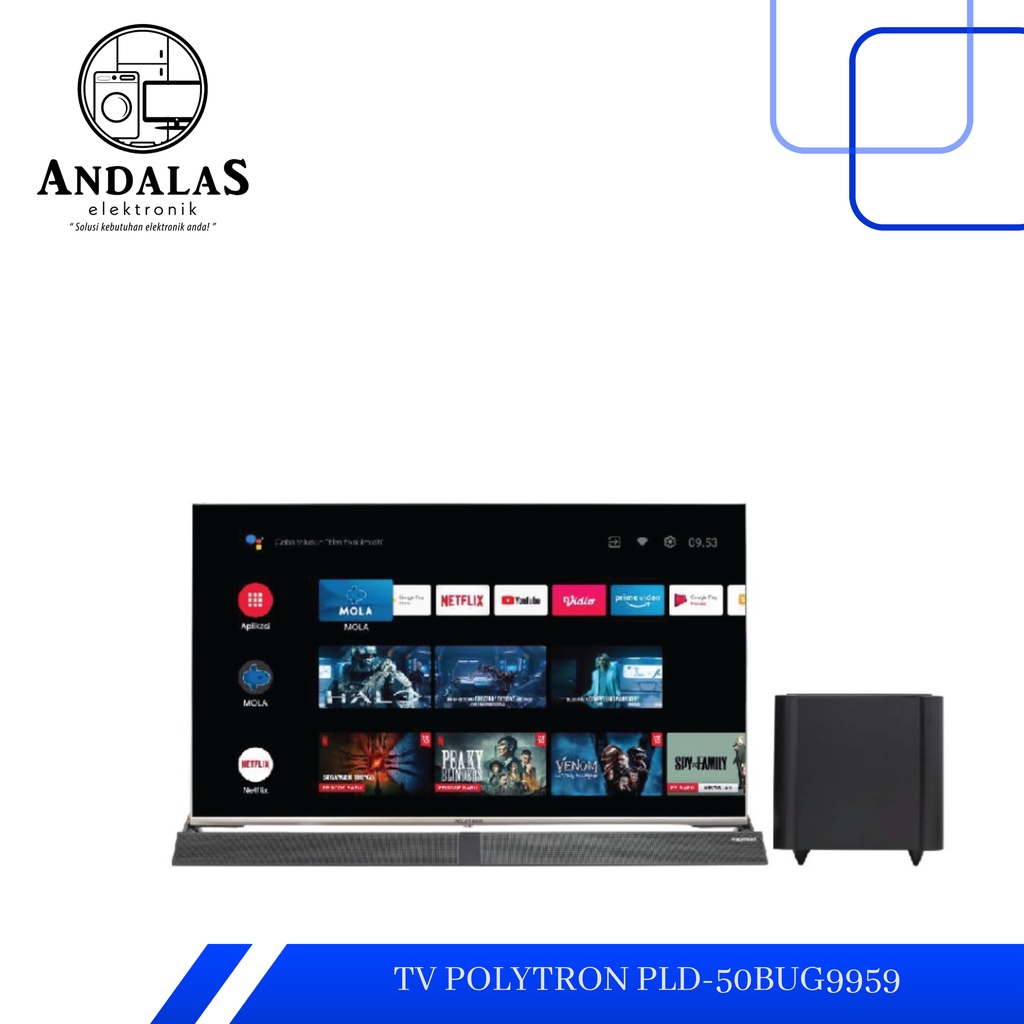 LED TV 50 Inch Polytron 4K UHD Android TV PLD-50BUG9959 PLD50BUG9959 50BUG9959 USB MOVIE ANDROID