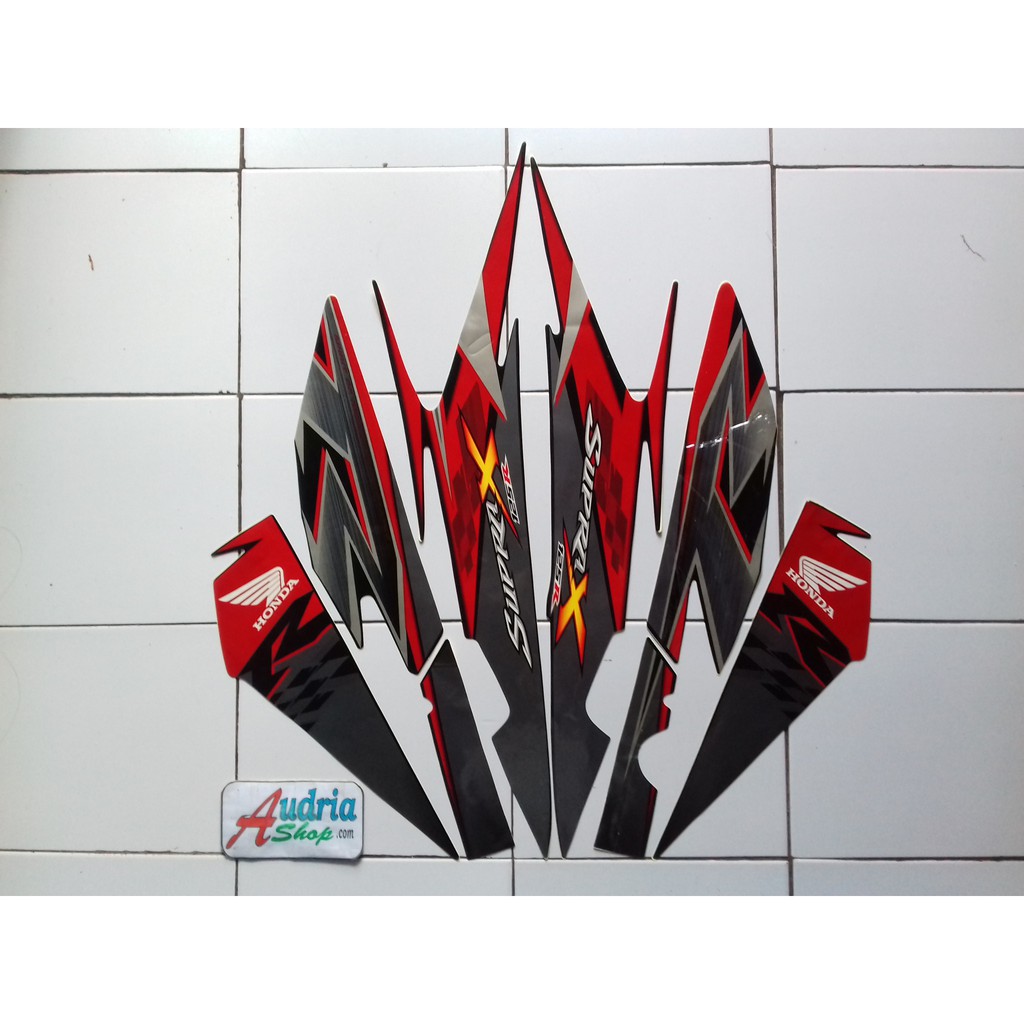 Striping Stiker Motor Honda Supra X 125r 2010 Hitam Merah Shopee