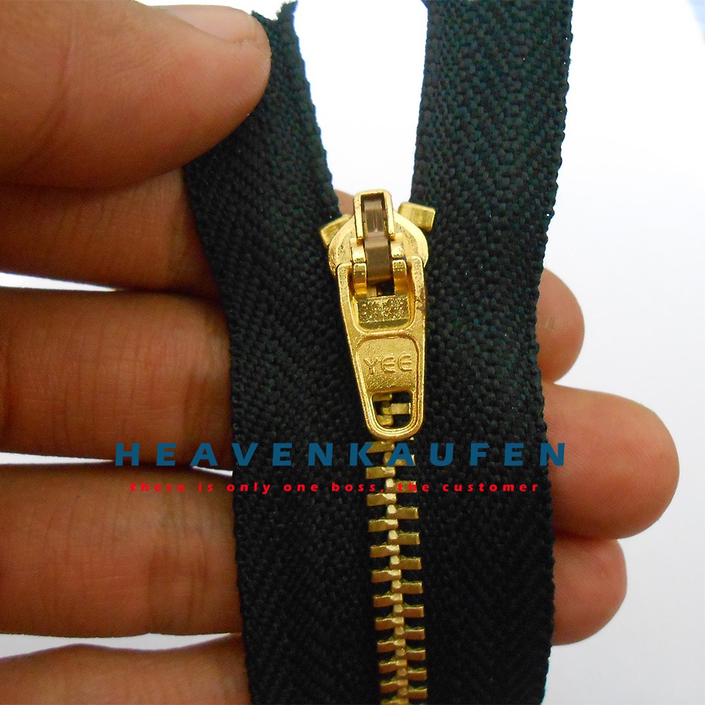 Resleting/Zipper Jeans Besi YEE 15 cm (6 inch) Hitam-Gold Murah