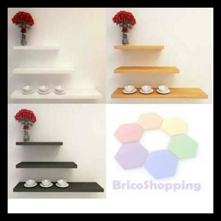 Rak Dinding Shelf Floating (1Set) Decosheet - Putih Terlengkap
