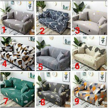 COVER SOFA SEATER sarung sofa elastis stretch elastic - FLOWER BLUE