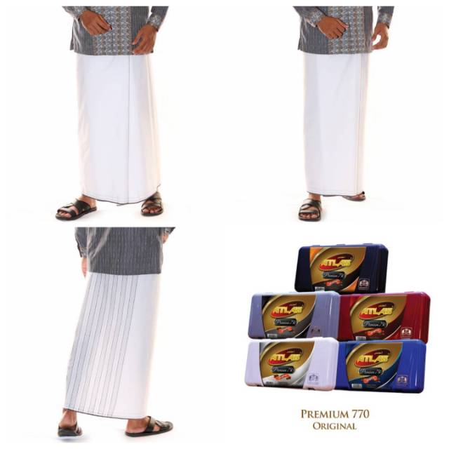 Sarung Atlas Premium Original warna Putih Polos