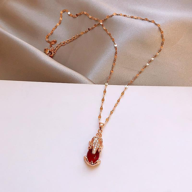 Bisa Cod Enxi Jewelry Kalung Wanita 18K Emas Asli Ruby Pixiu Pendant  Necklace  Zirconia Pendant Necklace Accessories