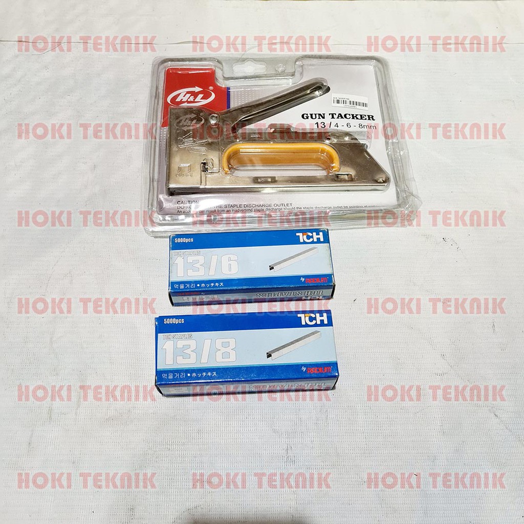 

Staple Staples Steples Gun Tembak 3 in 1 Jok Kulit Kayu Karpet Kardus