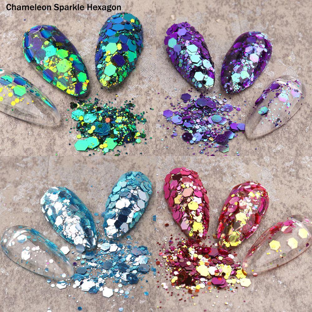 1 Kotak Sequin Glitter Bentuk Heksagonal Untuk Dekorasi Nail Art