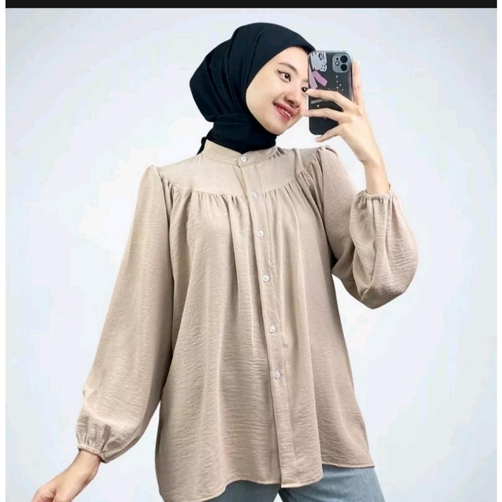 Blouse wanita crinkle airflow terbaru // Atasan wanita kekikian model simpel elegan // Atasan wanita termurah