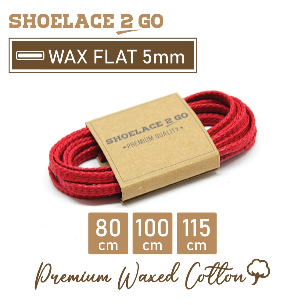 SHOELACE 2 GO PREMIUM TALI SEPATU LILIN WAX GEPENG PIPIH FLAT - WF5 - F1 - RED CHERRY - 5MM