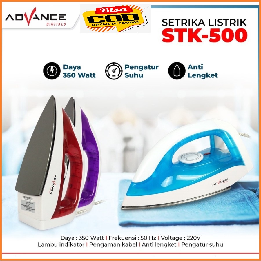 Gosokan Setrika Pakaian Advance STK-500 Dry Iron Anti Lengket Original