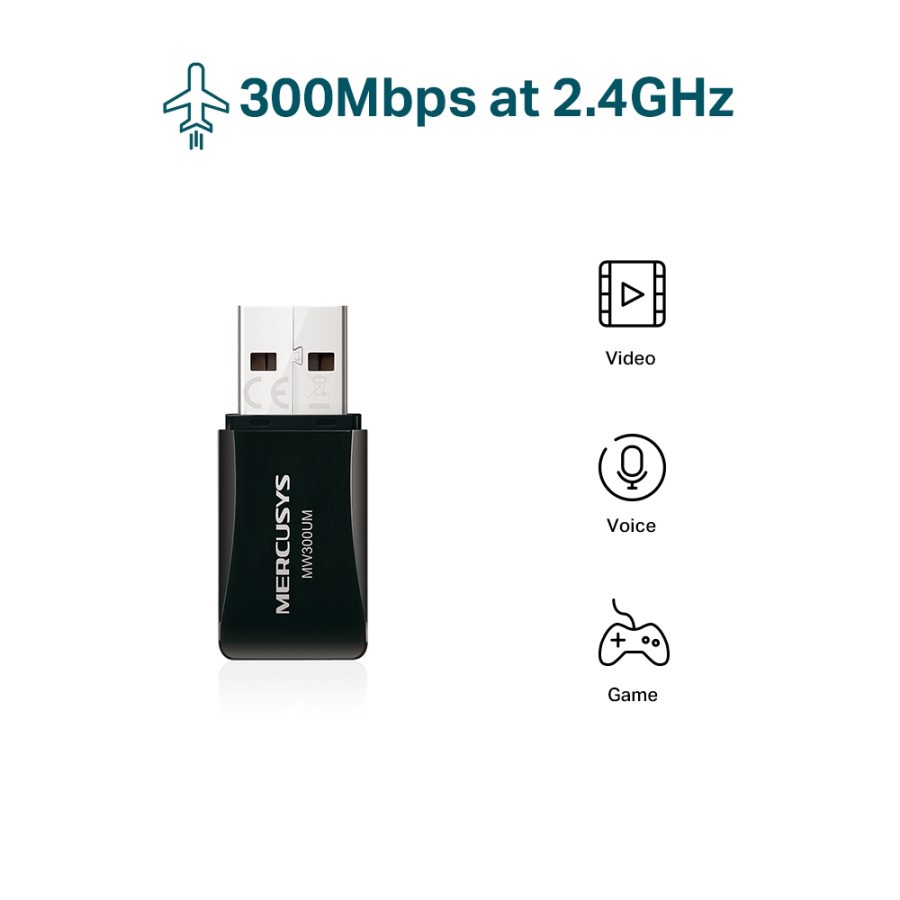 USB Wireless Adapter Mercusys MW300UM N300 Mini 300Mbps