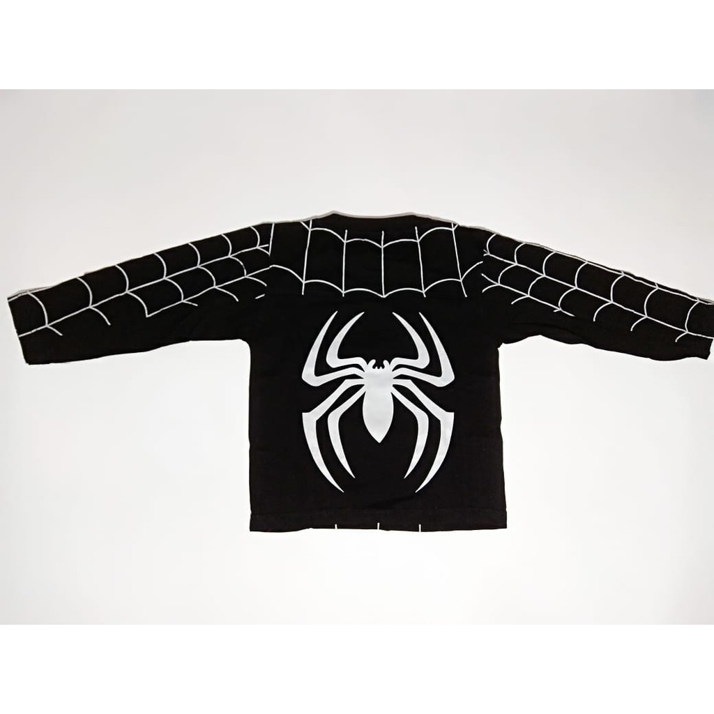 Baju Kostum Superhero Anak Spiderman Hitam Venom Setelan Panjang Karakter Topeng