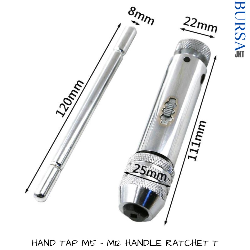 HAND TAP T STANG GAGANG RATCHET ADJUSTABLE TAP WRENCH M3 -M12 PEMBUAT DRAT