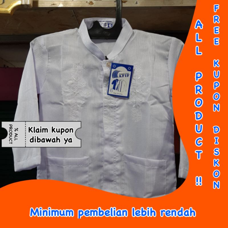 Baju koko TPQ/Ngaji anak salur putih/warna TK/SD/SMP