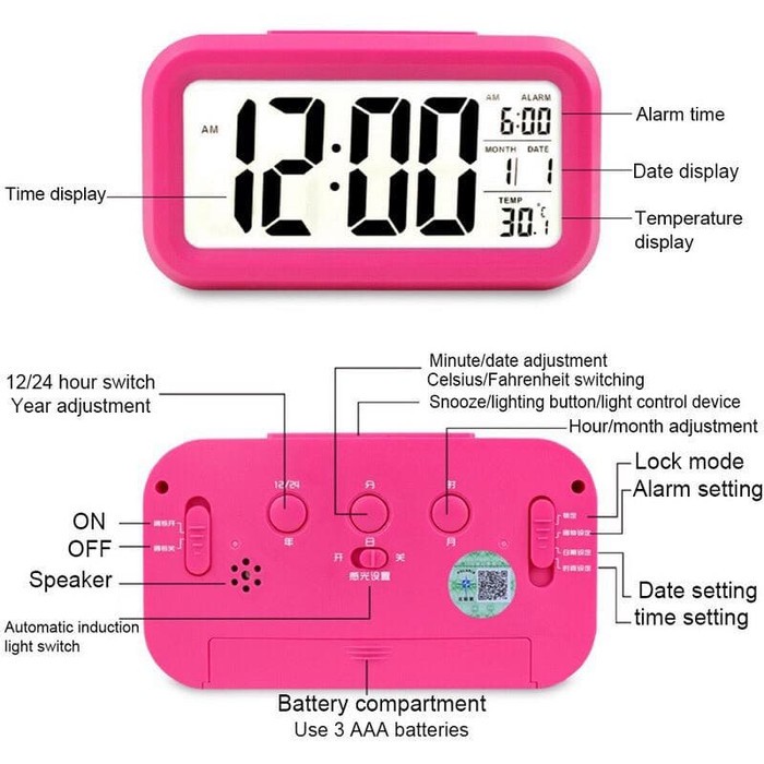 Type JMW1 Jam Meja Weker Digital Alarm Clock LED