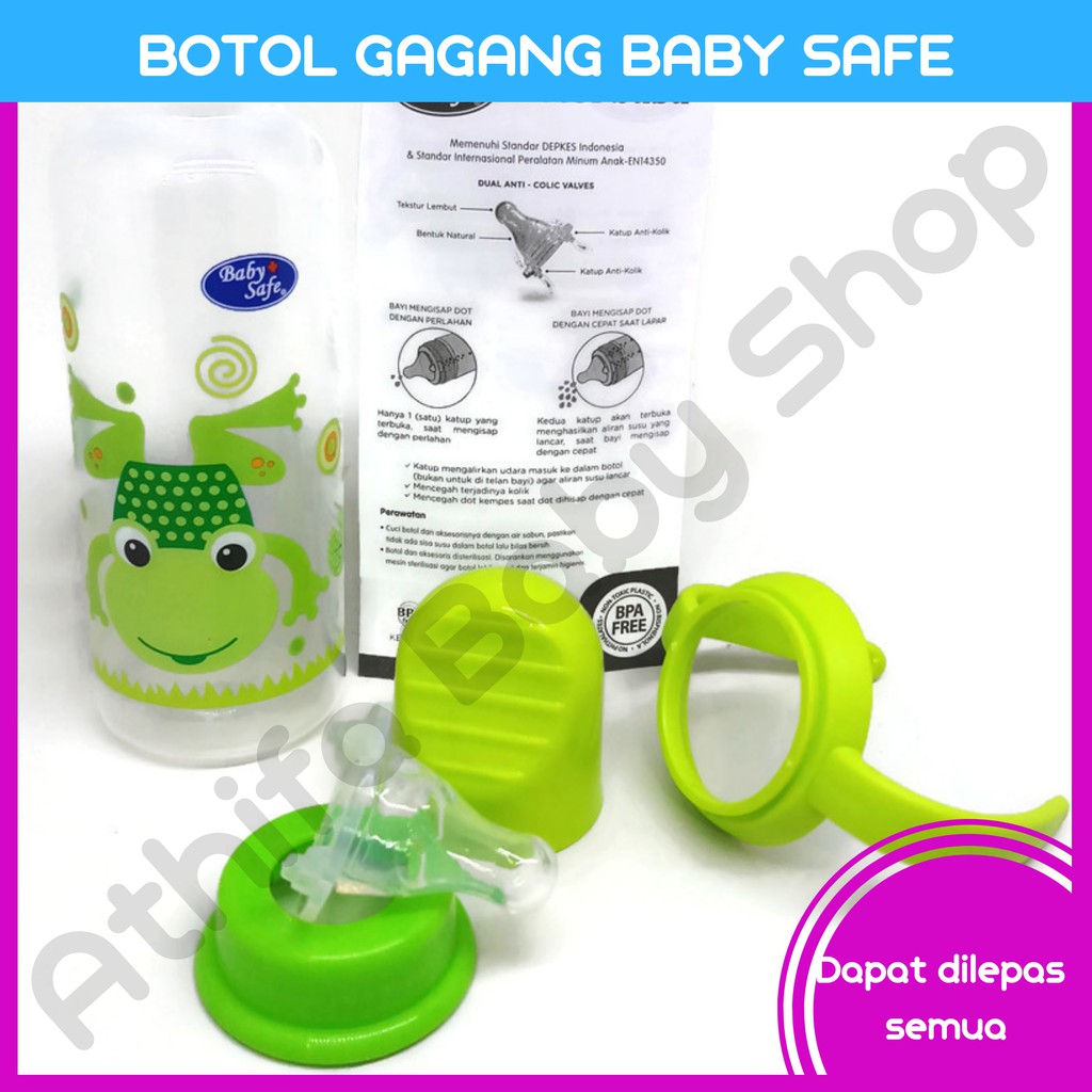 Baby Safe JS005 Feeding Bottle 250ml Botol Susu Bayi Baby Safe Gagang Pegangan Dot Anak Karakter