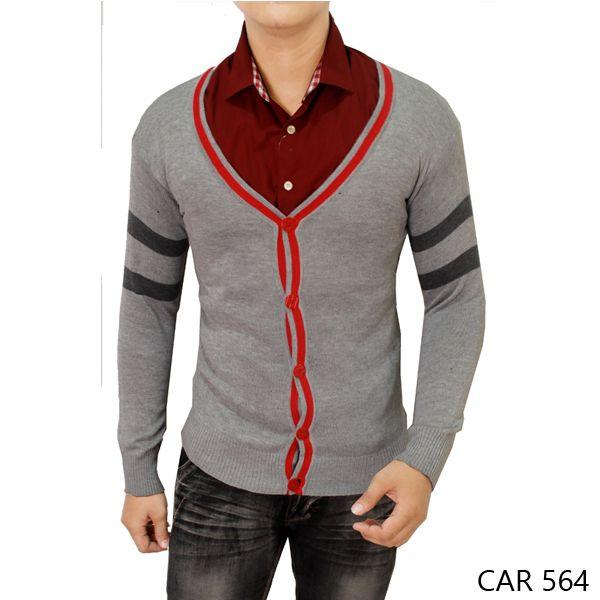 Cardigan Keren Rajut Abu Kombinasi  CAR 564