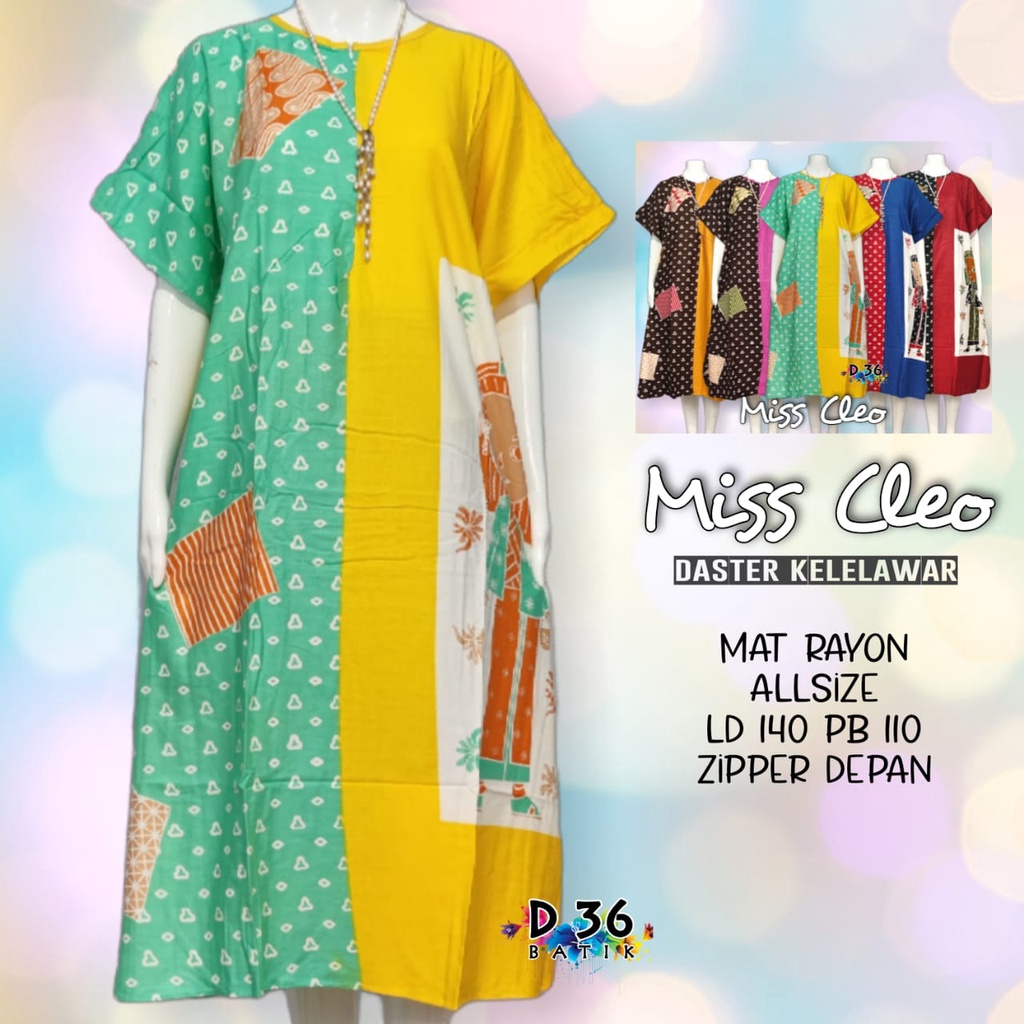 Daster Miss Cleo Kelelawar Semerbak Batik Pastel Baju Tidur Kartun Jumbo Santai Casual Home