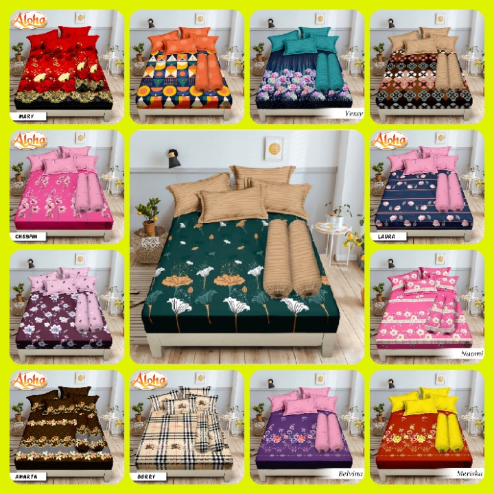 Sprei Lady Rose Aloha King 180x200 No 1 Tinggi 20 cm - Motif polos Terbaru Dewasa Kembang Minimalis 