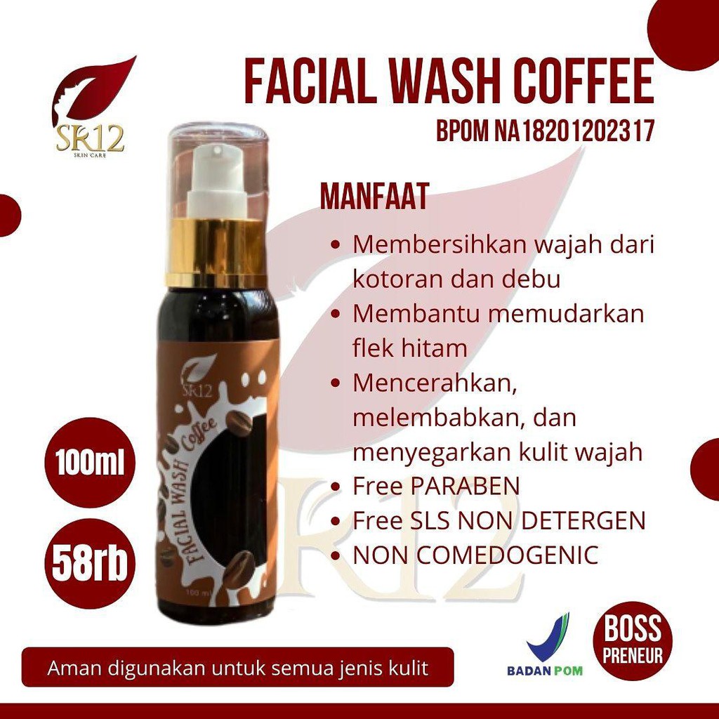 Facial Wash Cleansing Oil Penghilang Bekas Jerawat Facial Wash Coffee SR12 Sabun Muka Glowing Flek Hitam Wajah Kusam Herbal Bpom