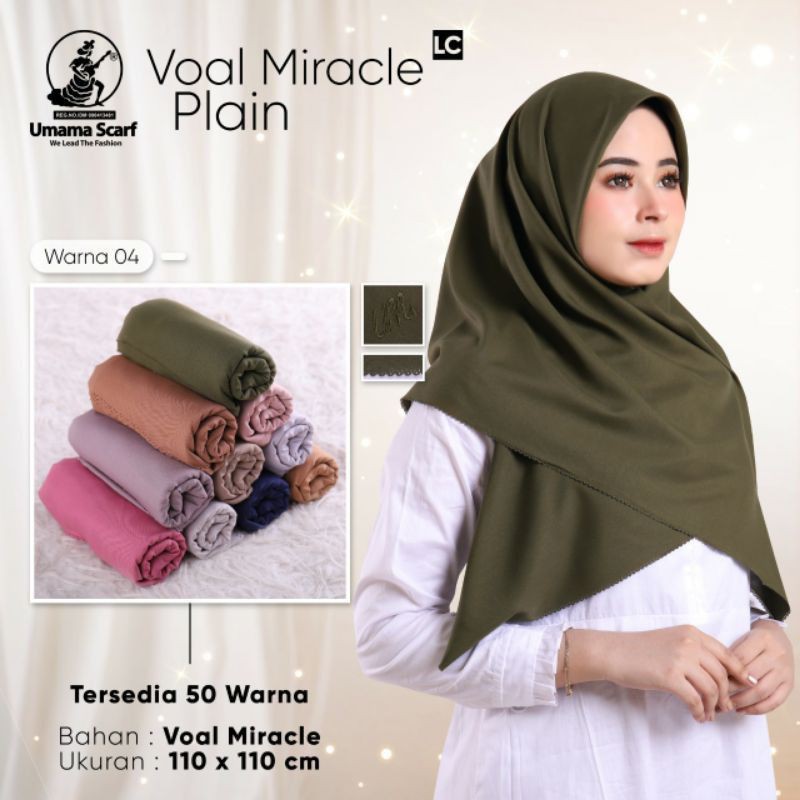 Hijab Segiempat Basic Voal Miracle Polos Umama Nayla Hija'b