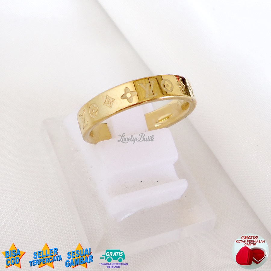 Lovelybutik Cincin Titanium Wanita  Anti Karat Anti Luntur 3vi Cincin Cewek Titanium Bonus Kotak Perhiasan