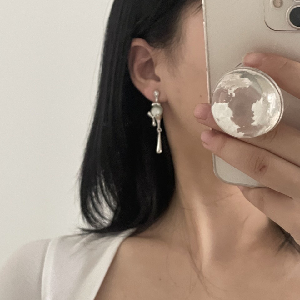 Anting Panjang Bentuk Waterdrop Opal Gaya Harajuku