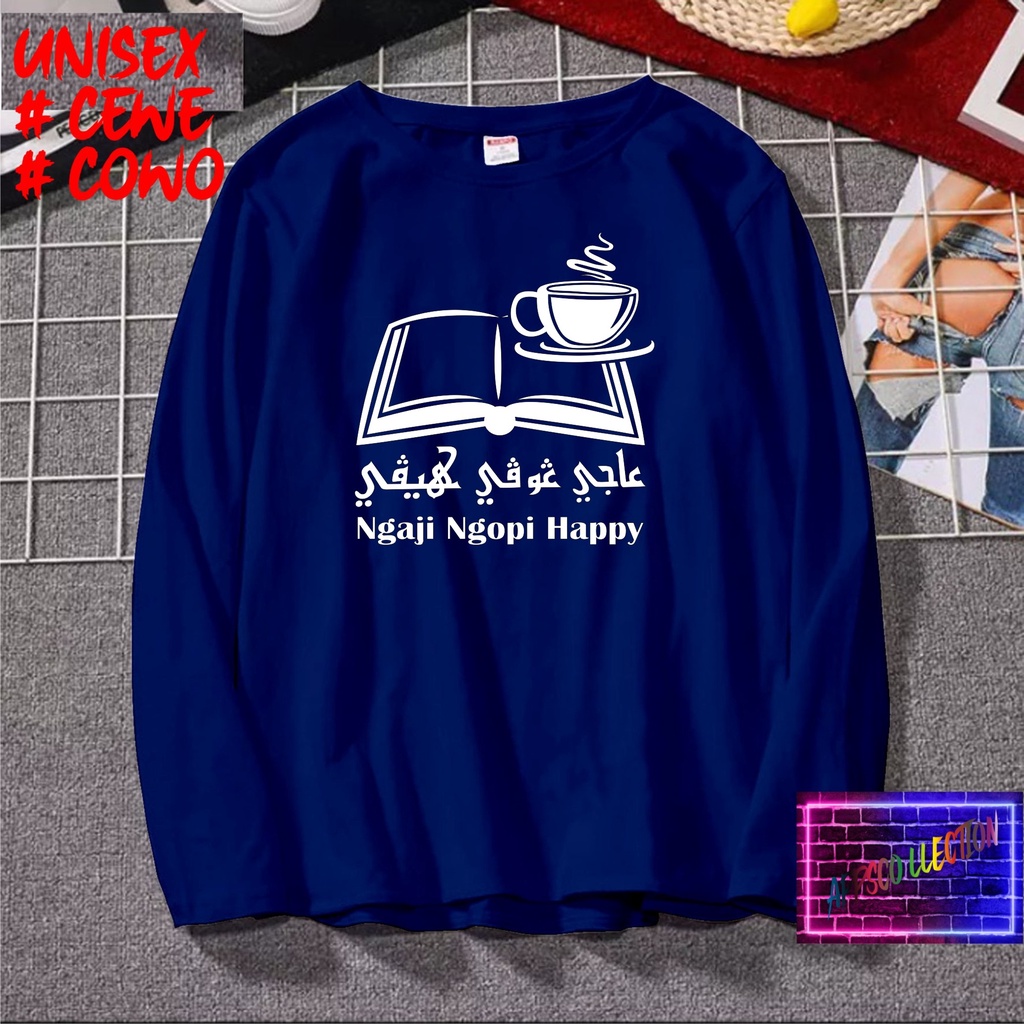 COD/ KAOS NGAJI NGOPI HAPPY SANTRI /KAOS TULISAN/KAOS SANTRI KEKINIAN/KAOS DAKWAH/KAOS ISLAM/SANTRIWATI/KAOS HITS 2022/KAOS BERGAMBAR KAOS EKSPRESI KAOS PRIA TSHIRT WANITA Santai Crew Neck V-Neck Slim-fitting Polos Setrip Hitam Putih Crew Neck