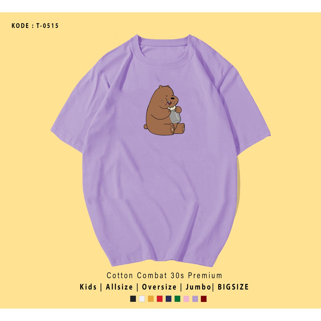 KAOS GRIZZLY EAT KEBAB UNISEX / KAOS COUPLE / KADO UNIK / T-SHIRT CUSTOM / TUMBLR TEE