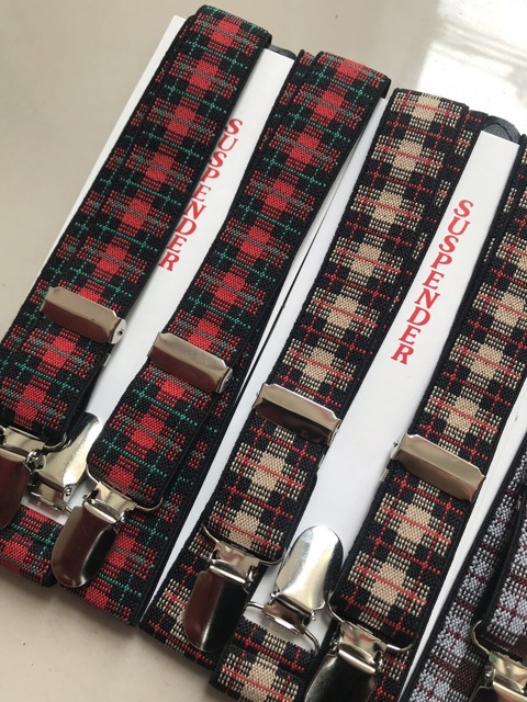 Suspender (jojon) motif kotak2 dewasa fit maks to size L
