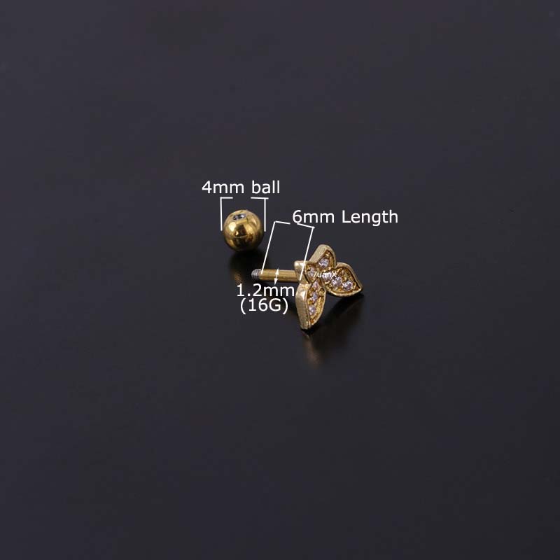 1pc Anting Tindik Tulang Rawan Telinga Bentuk Kupu-Kupu Bahan Stainless Steel 16gauge